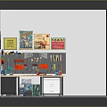 Retail Display Corner With L-shaped Counter Wall Posters And Shelf Items