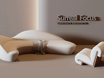 Cream Colored Modern Multi Person Sofa Featuring Soft Fabric And Single Accent Chair 3d model