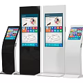 Modern Public Self-service Kiosks with Black White Designs and Interactive Screens