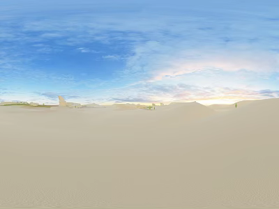 Vast Desert Landscape With Rolling Sand Dunes Blue Sky And Pink Sunset Hues 3d model