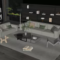 Sofa Coffee Table Combination Sofa Coffee Table Multi-person Sofa Living Room 3d model