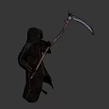 Game Movie Character Skeleton In Hooded Cloak With Bloodied Spear And Chains