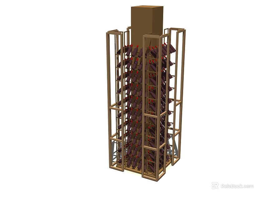 Modern Wine Cabinet With Metal Frame And Multiple Wine Shelves 3d model
