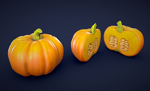 stylized pumpkin cartoon pumpkin cartoon vegetables stylized vegetables old pumpkin 3d model