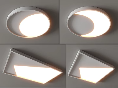 Modern Ceiling Lights With Circular And Square Illuminated Designs 3d model
