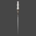 Decorative Medieval Sword With Silver Engraved Blade Feathered Hilt Guard And White Wrapped Handle
