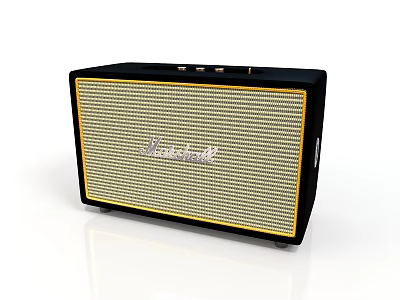 Marshall Home Audio Speaker with Black Frame and Beige Grille Design 3d model