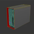 Modern PC Tower Case with Gray Body Red Accent and Front Grille Panel 3d model