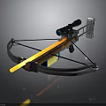 Modern Crossbow with Scope Wooden Stock Metal Frame and Yellow Rod