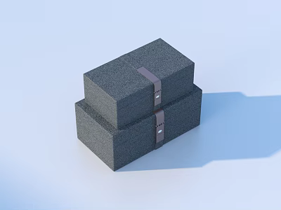 Practical Daily Life Storage Boxes Stacked Gray With Brown Straps Design 3d model