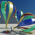 Colorful Hot Air Balloon Inflatables With Vibrant Patterns And Shiny Surfaces