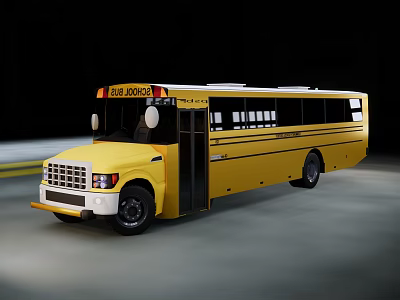 Yellow FLEX SCHOOL Bus With Black Stripes Designed For School Transportation 3d model