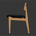 Stylish Leisure Chair with Wooden Frame Woven Backrest and Navy Blue Padded Seat