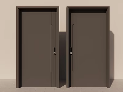 Modern Dark Gray Swing Doors With Sleek Design And Double Door Frames 3d model
