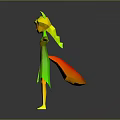 Female Character With Animal Ears Standing In White Dress Arms Outstretched