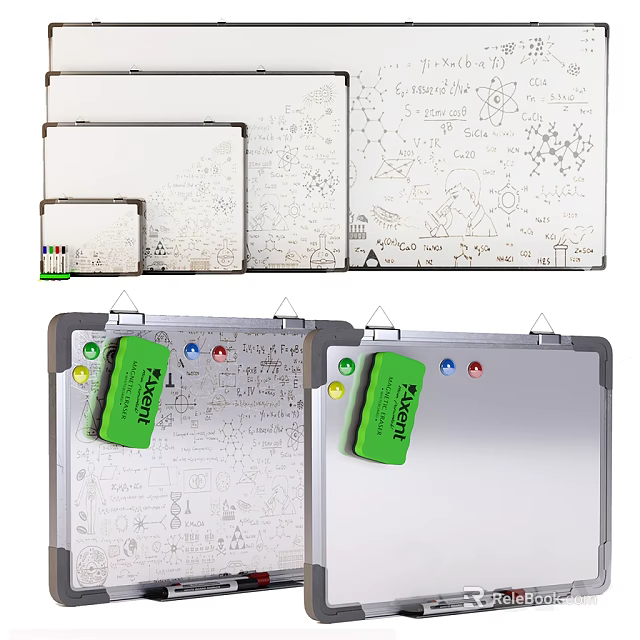 Music Instrument Drawing Tools With Colored Markers And Whiteboard Surfaces 3d model 