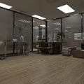 Modern Office Reception Area Design With Front Desk Chairs And Potted Plants