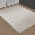 Light Colored Square Rug on Wooden Floor in Modern Interior with White Cabinets