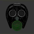 Tactical Black Military Gas Mask With Green Filter Canister As Protective Weapon Gear