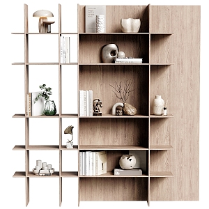 Modern Solid Wood Bookshelf Decorative Rack Porch Partition 3d model