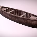 Classic Wooden Boat With Detailed Ribbed Plank Structure And Interior Seats