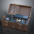 Vintage Military Weapon Open Brown Case With Metal Latches Knobs Buttons And Dials 3d model