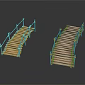 Two Small Decorative Wooden Bridge Models With Detailed Crafted Structure 3d model