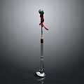 Professional Microphone Stand With Adjustable Pole Red Strap And Stable Base 3d model