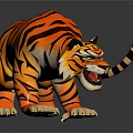 Fierce Orange Striped Tiger With Yellow Headband And Reflection On Black Surface