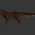 3D Striped Cat Model With Standing Pose Pointed Ears And Bushy Tail Design
