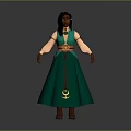 Women's Green Traditional Dress With Decorative Belt And Classic Design For Daily Use