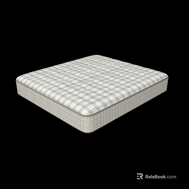 Plush Plaid Pattern Mattress With Soft Surface And Supportive Structure For Bedroom Use 3d model 
