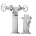 Red Garden Decor Watering Valve Columns With Black Wheels And Markings