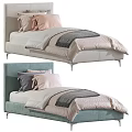 Stylish Single Bed Designs With Light Beige And Teal Headboards And Cozy Bedding