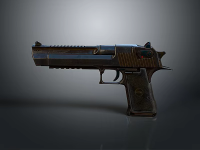 Modern Dark Metal Tactical Pistol With Textured Grip And Barrel Design 3d model
