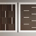 Modern Ceiling Panels With Grid Design Horizontal Stripes And Wooden White Frame 3d model