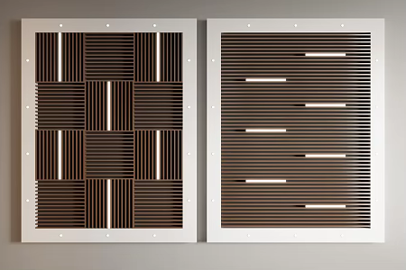 Modern ceiling wood grille aluminum square ceiling 3d model
