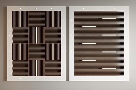 Modern ceiling wood grille aluminum square ceiling 3d model