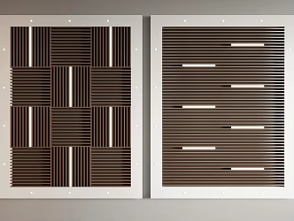 Modern ceiling wood grille aluminum square ceiling 3d model