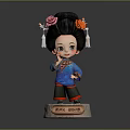 Traditional Chinese Opera Doll With Classical Blue Costume And Floral Hair Ornaments