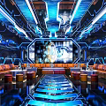 Modern KTV Interior Design With Hi Tech Lighting Comfortable Sofas And Large Screens 3d model