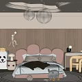 Kids Room Interior Design With Pink Bed Toys Round Rug And Chandelier Decor