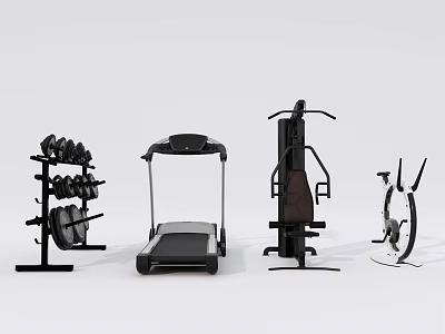 Sports Equipment For Home Gym With Dumbbell Rack Treadmill Multi functional Trainer And Exercise Bike 3d model