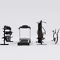 Sports Equipment For Home Gym With Dumbbell Rack Treadmill Multi functional Trainer And Exercise Bike