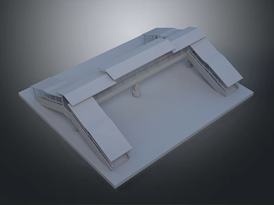 Modern Architectural Model With Sloped Roof Panels And Support Structure 3d model