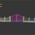 Elegant Iron Gate Furniture With Stone Pillars Decorative Spires And Ground Reflection