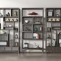 Traditional Chinese Bogu Shelf Interior Display with Vases Books Ornaments and Decorative Items
