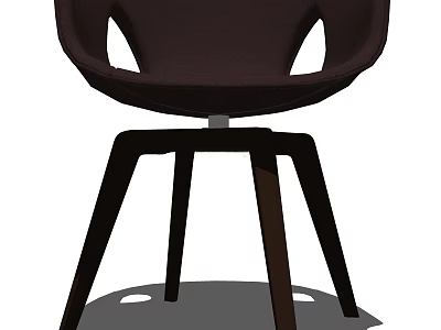 Modern Brown Leisure Chair With Hollow Backrest And Three Wooden Legs 3d model