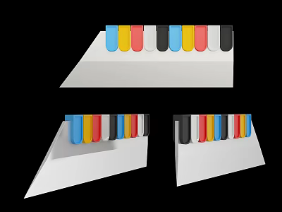 Colorful Hardware Putty Knives in Assorted Colors on White Display Stand 3d model