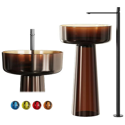 Elegant Brown Glass Washbasin With Various Color Options For Modern Bathroom 3d model